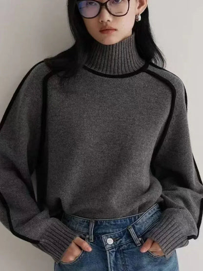 Alice | Cashmere turtleneck sweater with contrasting trim.