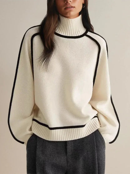 Alice | Cashmere turtleneck sweater with contrasting trim.