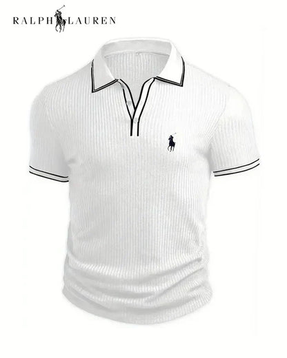 RL Polo with contrast collar and textured fabric
