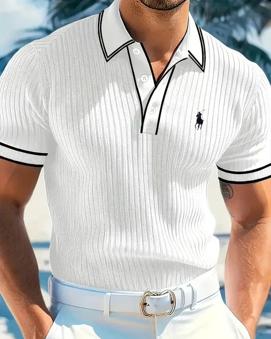 RL Polo with contrast collar and textured fabric