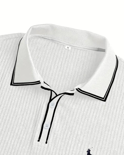 RL Polo with contrast collar and textured fabric