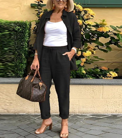 Martina - Linen and Cotton Shirt and Trousers Set