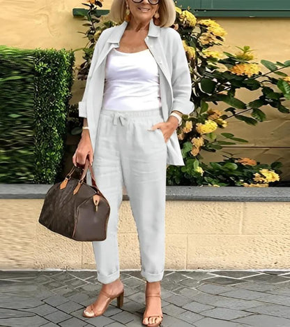 Martina - Linen and Cotton Shirt and Trousers Set