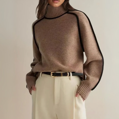 Alice | Cashmere turtleneck sweater with contrasting trim.