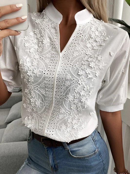 Laurine - Elegant Embroidered Casual Top