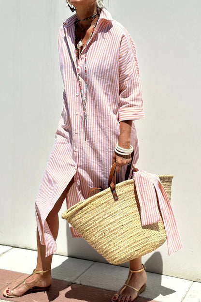 Elegant striped shirt dress