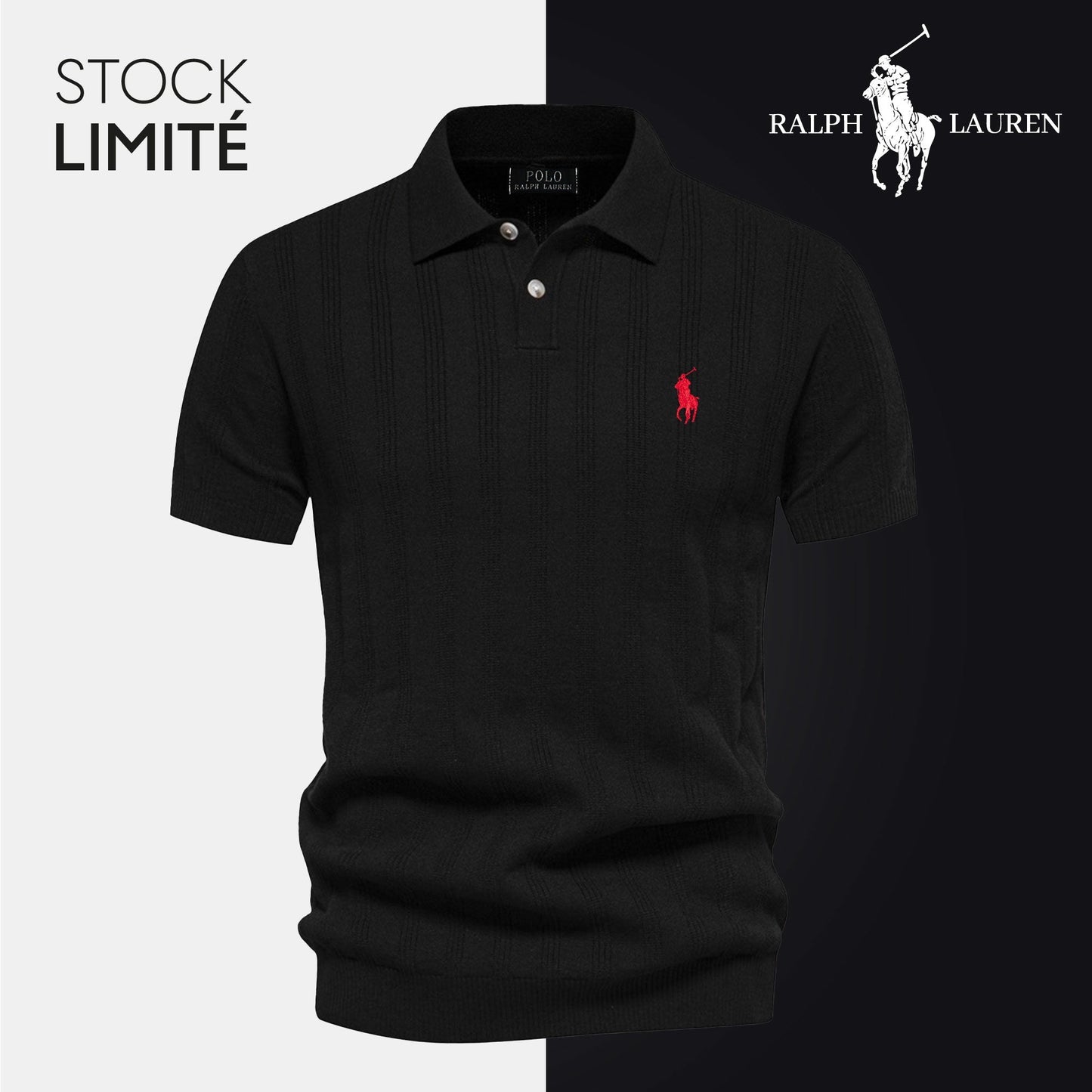 Men's Textured Knit Polo Shirt RL