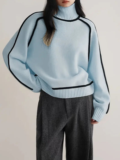 Alice | Cashmere turtleneck sweater with contrasting trim.