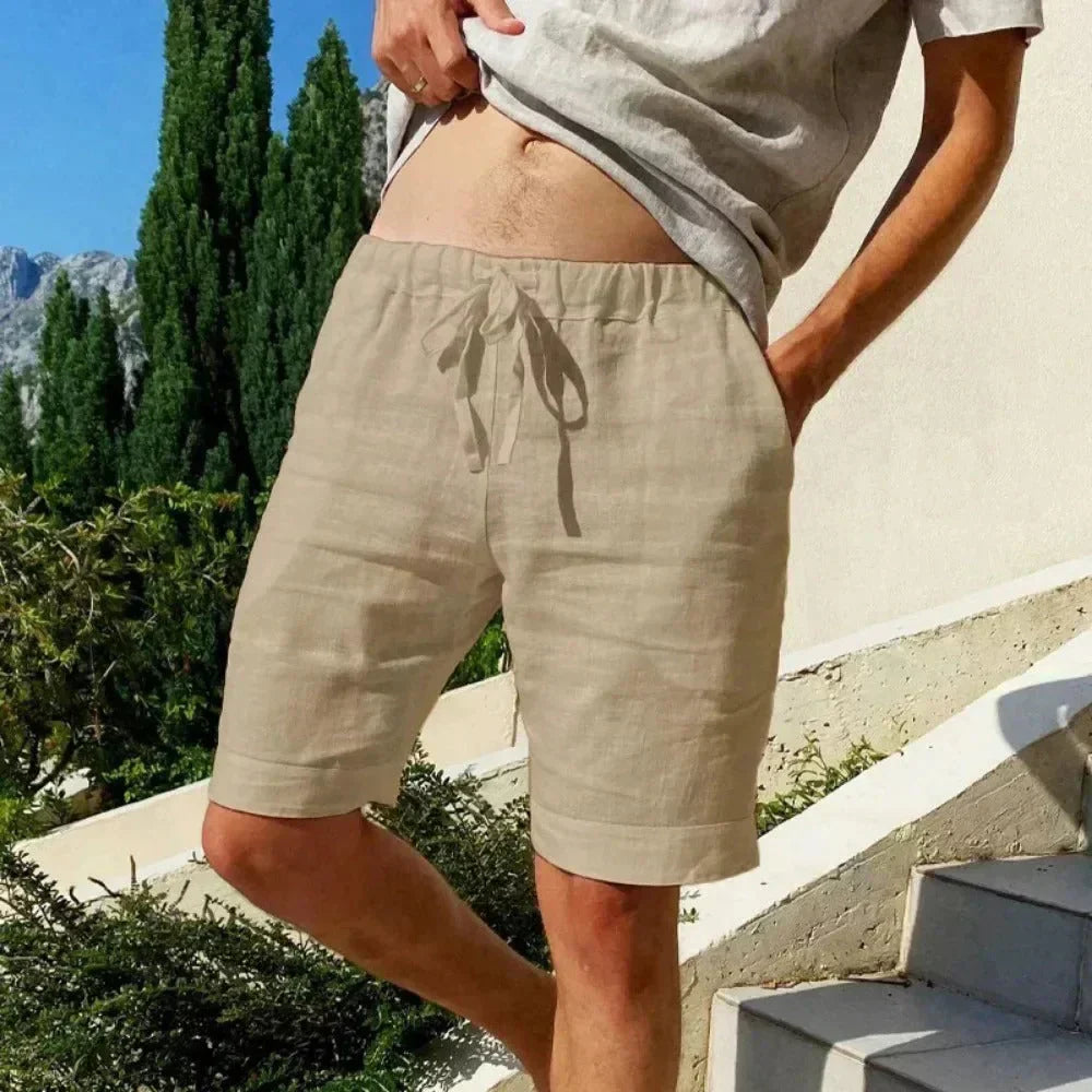 Breathable cotton and linen shorts