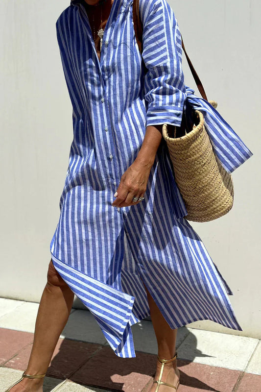 Elegant striped shirt dress