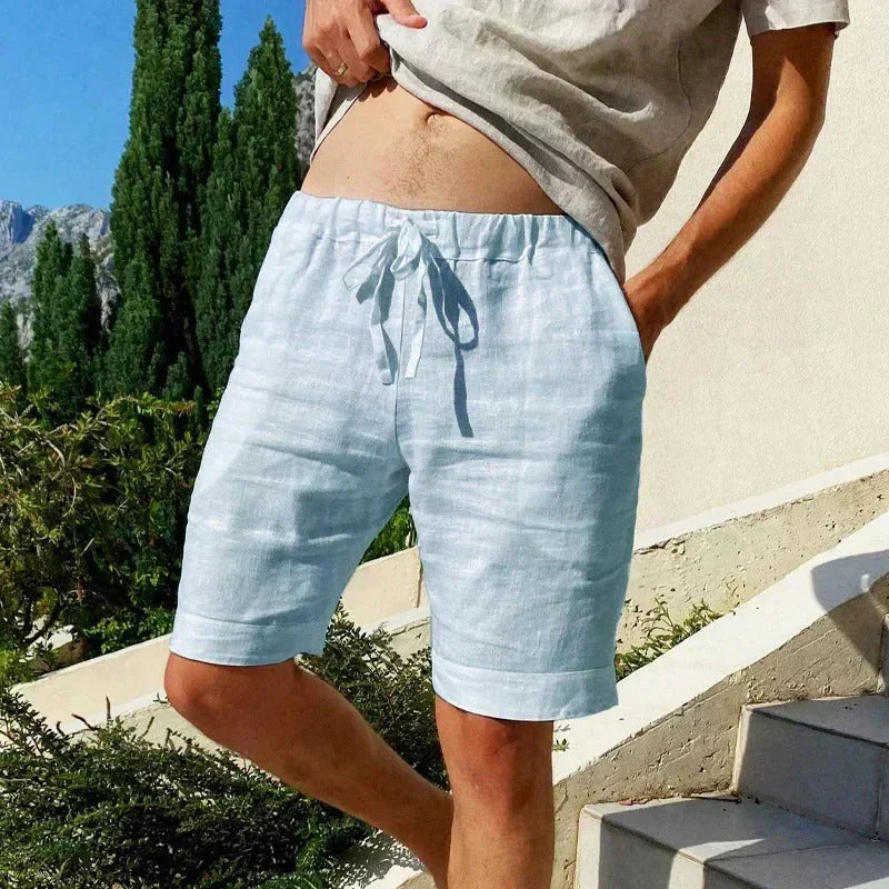 Breathable cotton and linen shorts