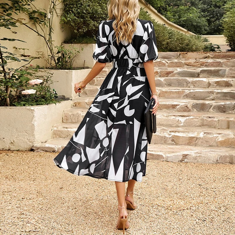 Shara - Geometric Chic Midi Dress