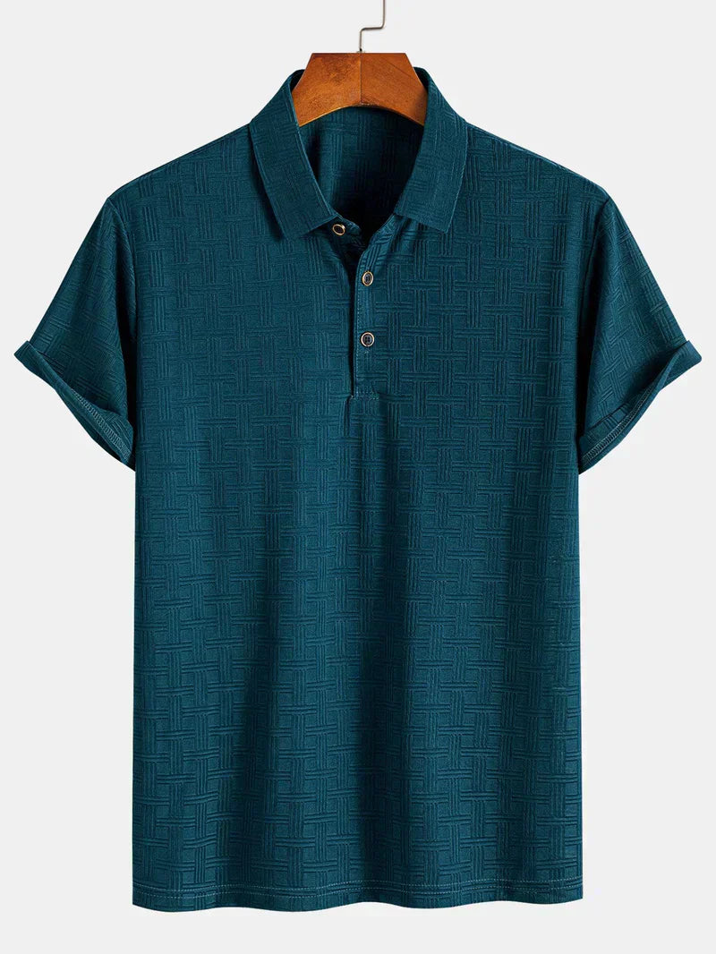 Textured knit polo shirt