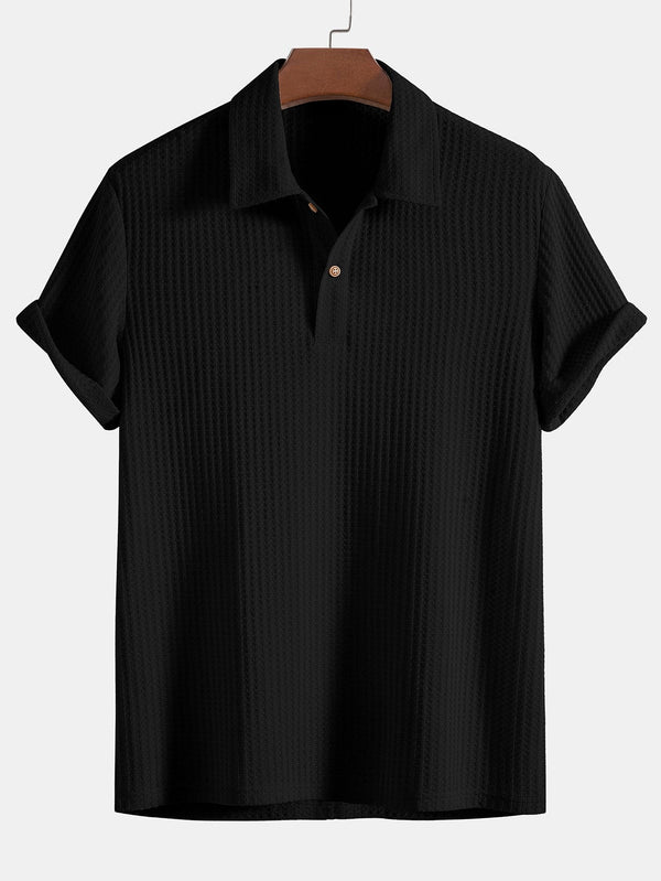 Waffle knit polo shirt