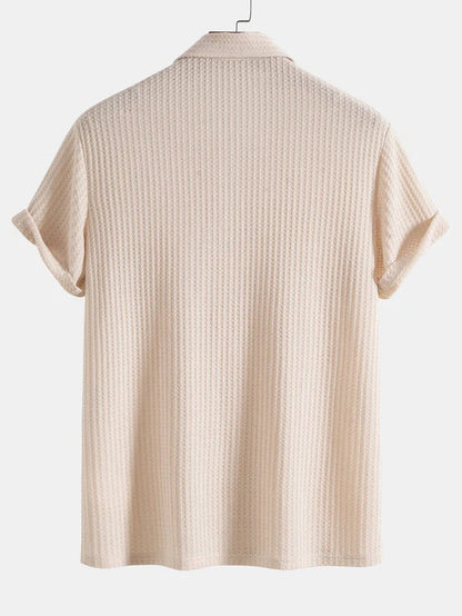 Waffle knit polo shirt