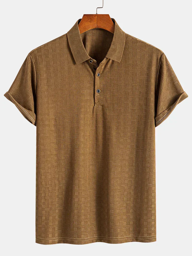 Textured knit polo shirt