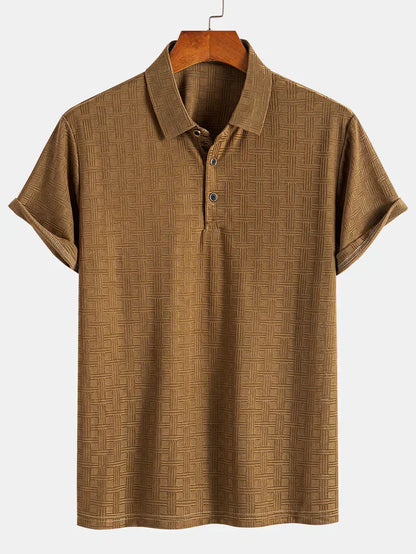 Textured knit polo shirt