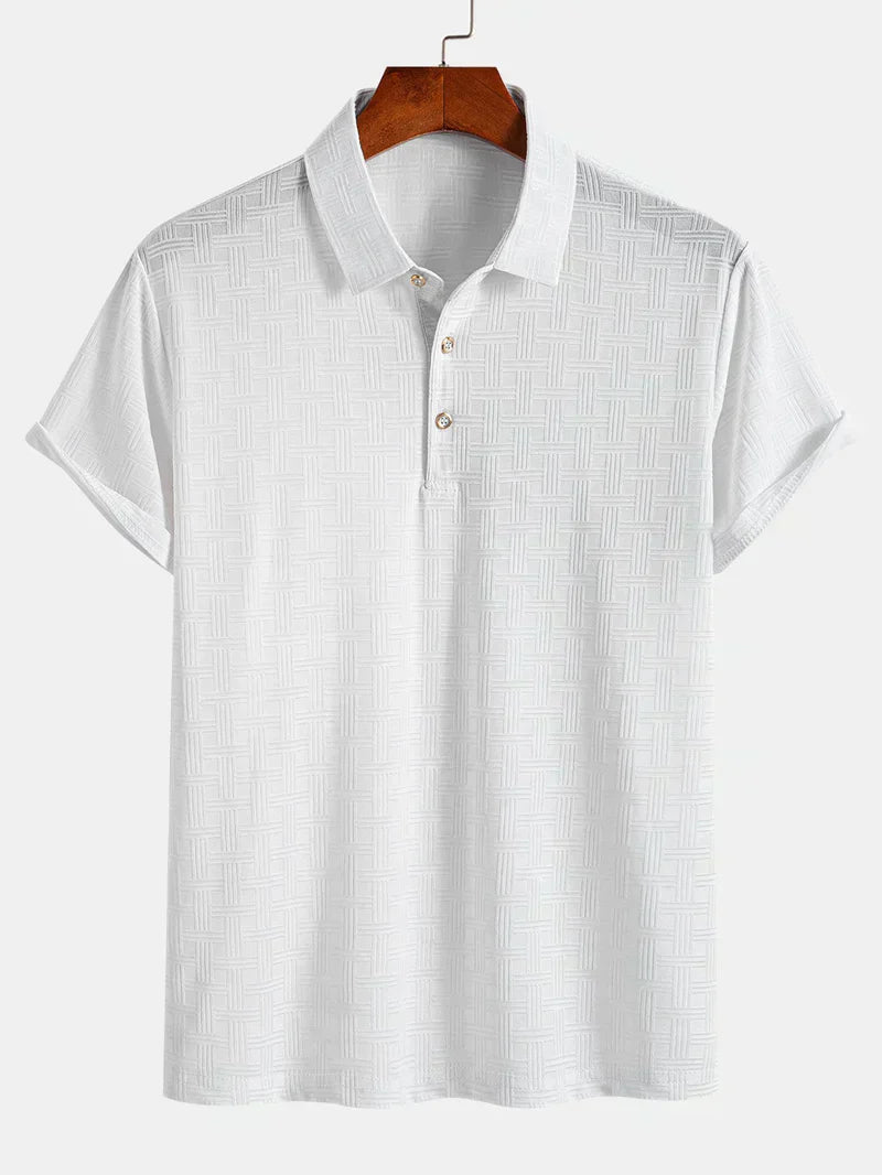 Textured knit polo shirt