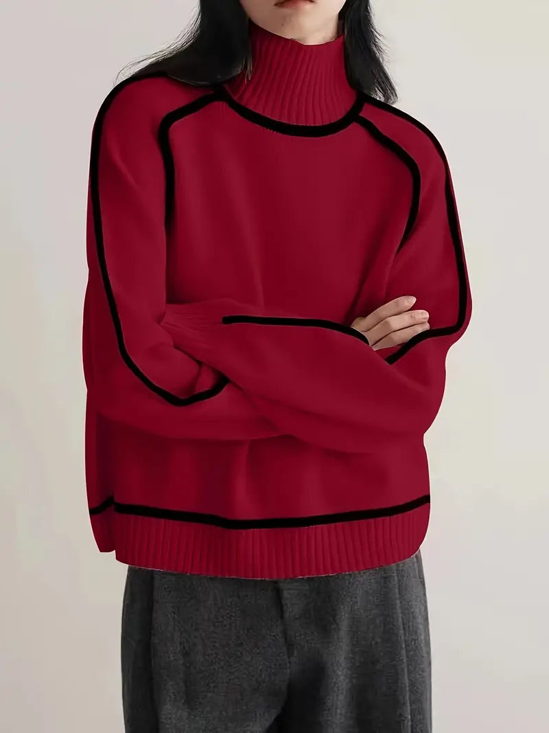 Alice | Cashmere turtleneck sweater with contrasting trim.