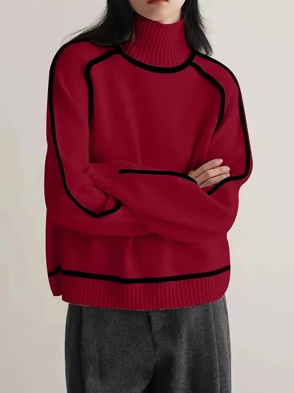Alice | Cashmere turtleneck sweater with contrasting trim.